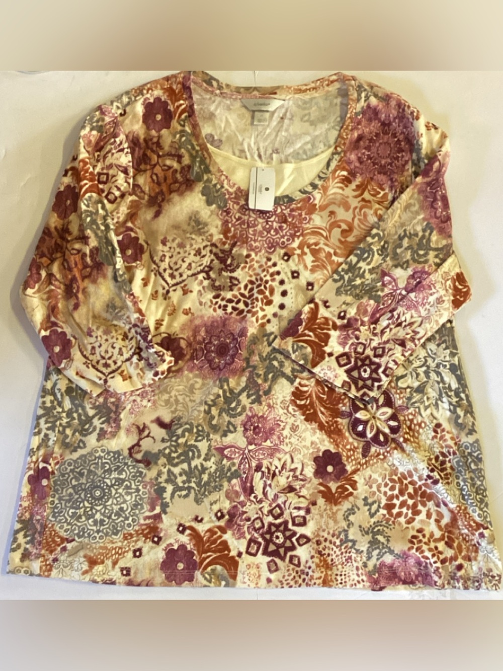CJ Banks Floral 3/4 Sleeve Top